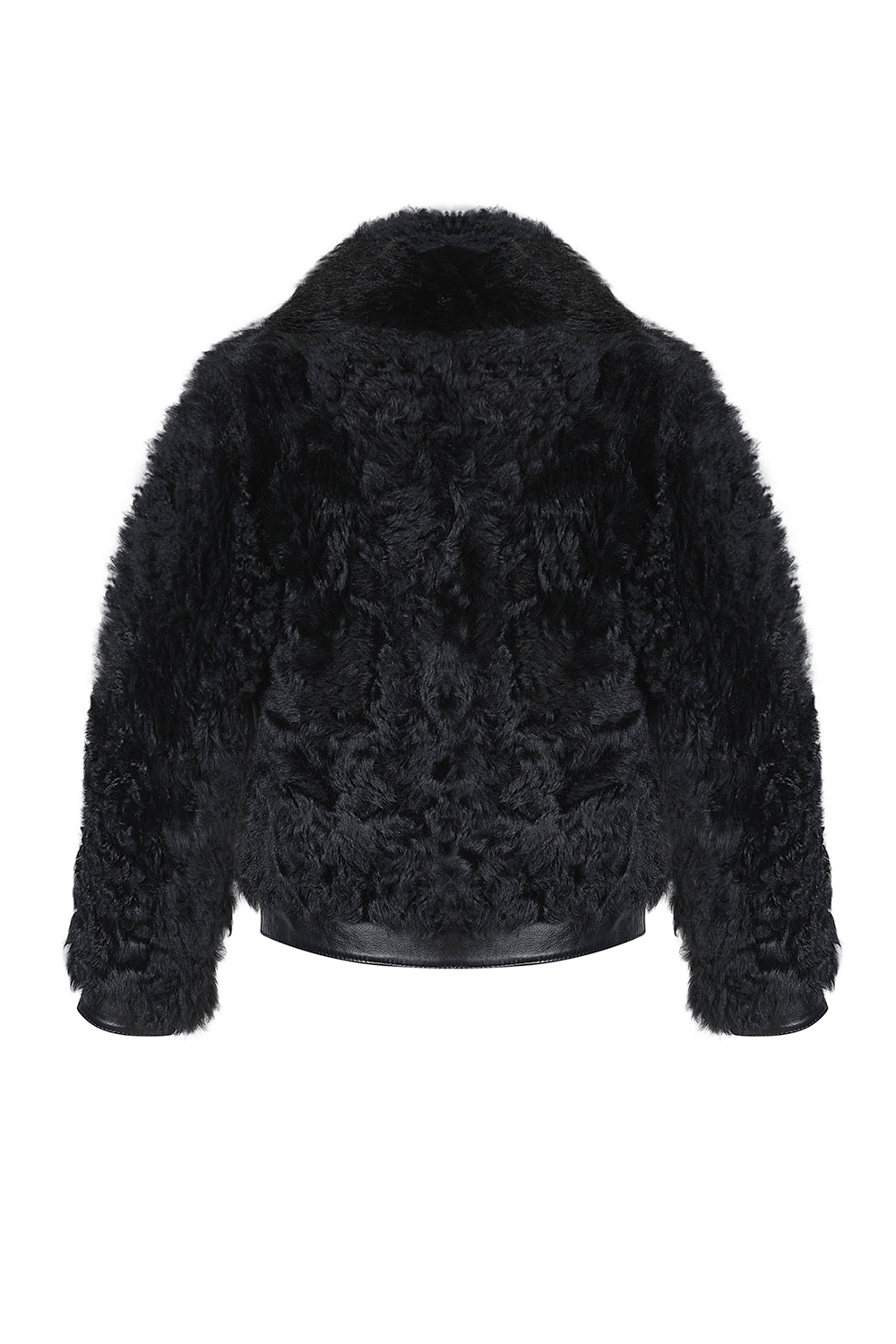 Jacheta scurtă din blană de miel cu fir creț 2110 neagra(2)