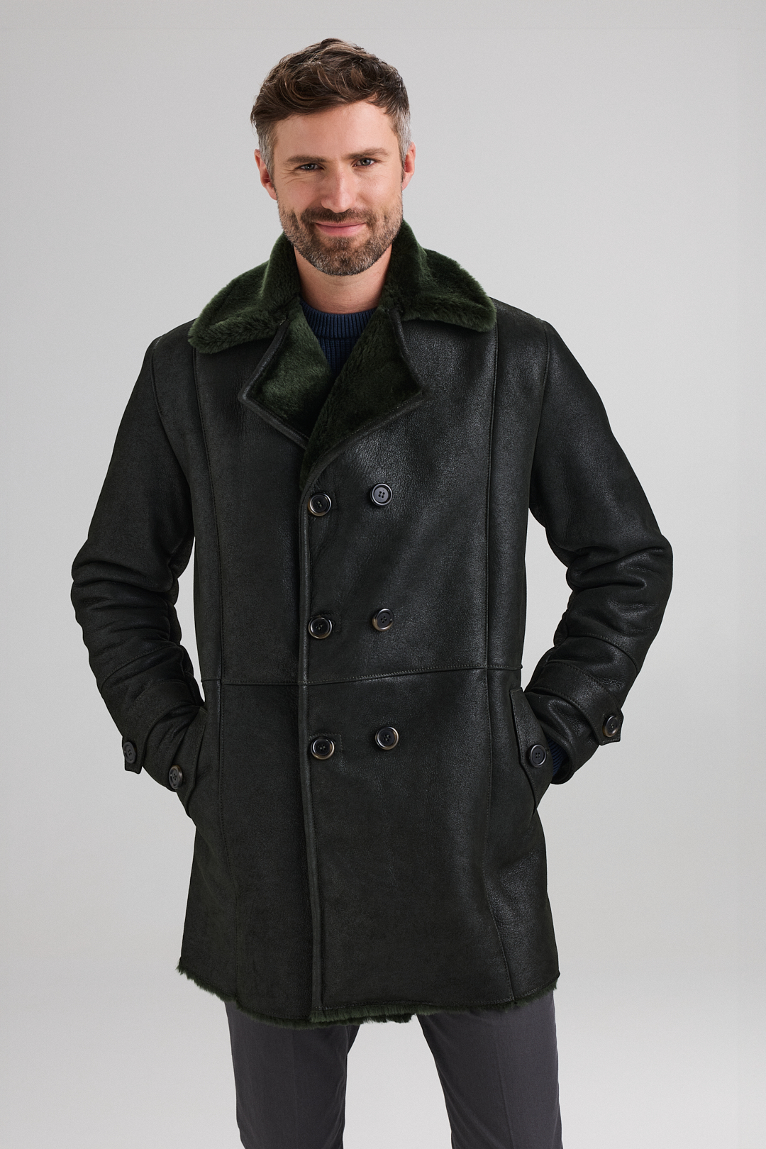 Palton din blana de miel 3410 oliv (1)