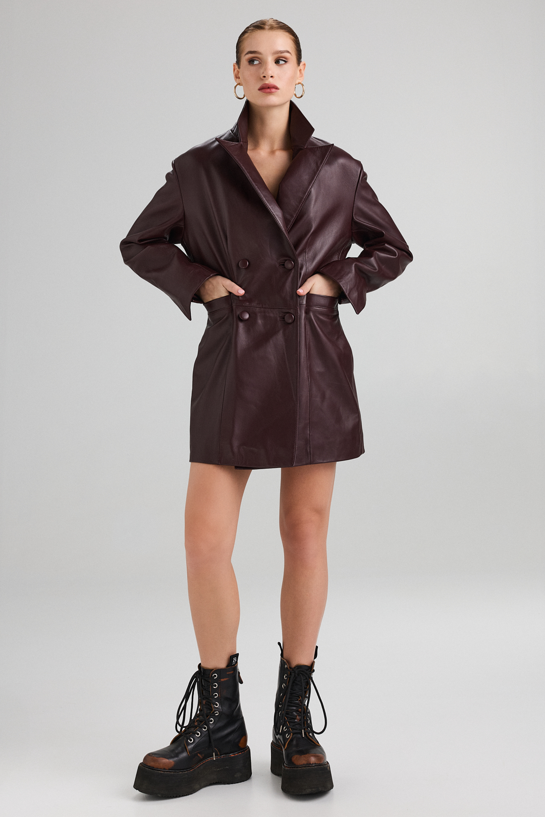 Sacou din piele naturală 1067 burgundy (1)