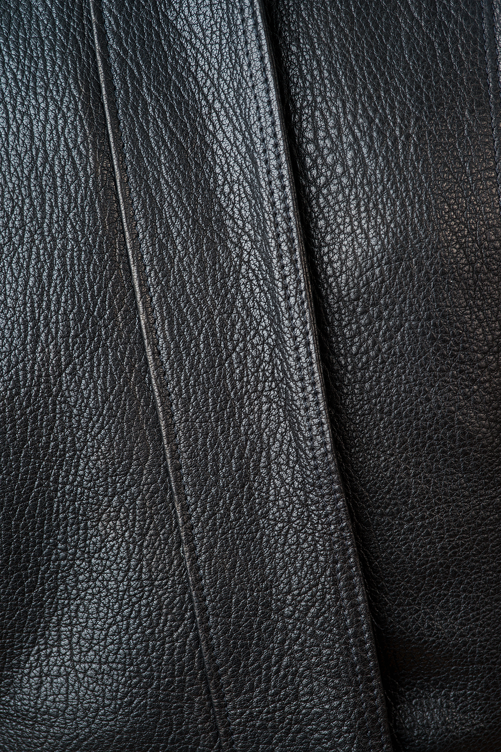 Jachetă din piele naturală neagra cu guler înalt 1068 - detaliu